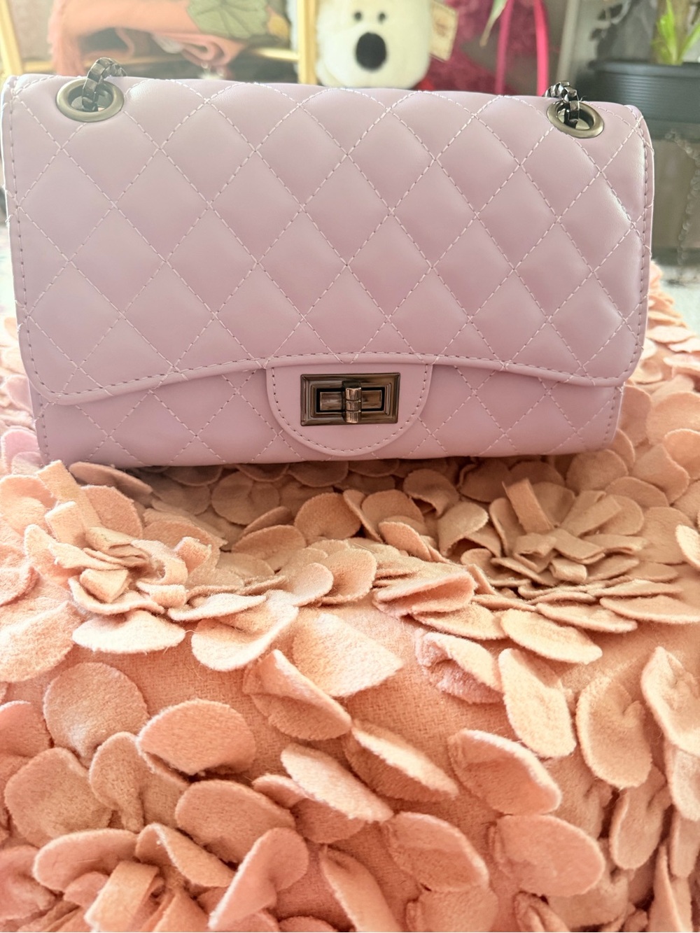 Quilted Chain Shoulder Bag - Lavender